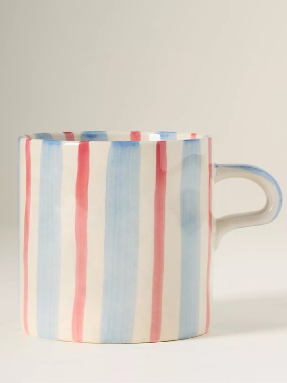 Anthropologie Hand-Painted Striped Mug in Blue & Pink